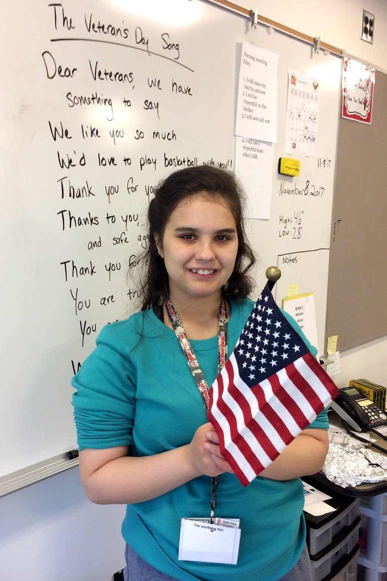 Student celebrating Veteran's Day