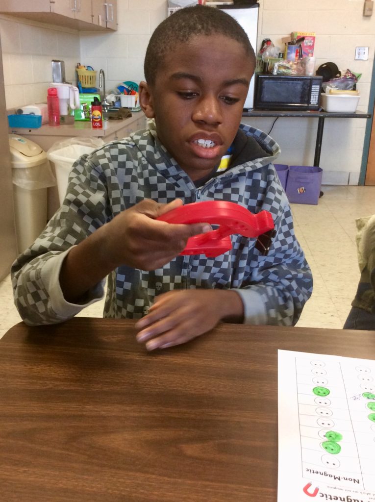 Learning about magnets.